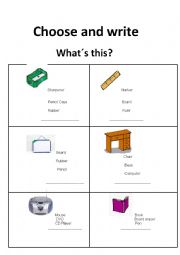 English Worksheet: School Objects