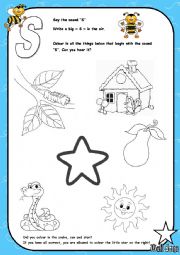 English Worksheet: Alphabet - Letter S - Activity