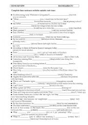 English Worksheet: Vern Tenses Review 1