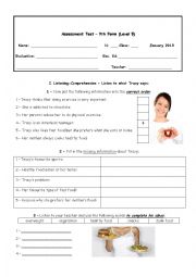 English Worksheet: Test about food and physical exercise
