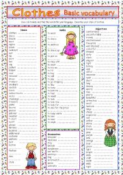 English Worksheet: Clothes-vocabulary for elementary level