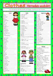 English Worksheet: Clothes-vocabulary for intermediate level