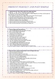 English Worksheet: present perfect and past simple