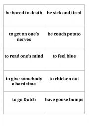English Worksheet: Everyday idioms part 1 memory game/matching 