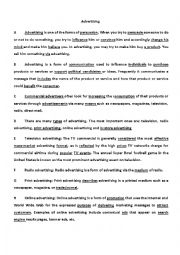 English Worksheet: advertising 