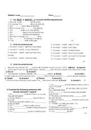 English Worksheet: Short quiz on modals