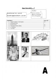 English Worksheet: How old is ...? Pairwork information gap activity (Speaking)