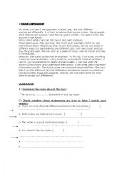 English Worksheet: Reading Comprehension Test