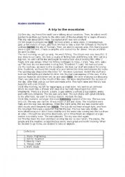 English Worksheet: reading comprehension