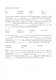English Worksheet: Vocabulary (The Environment)