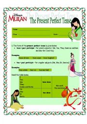 English Worksheet: The Present Perfect Tense For Intermediate