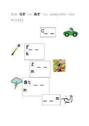 English Worksheet: or /ar