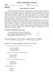 English Worksheet: reading comprehension worksheet #1