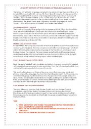 English Worksheet: Brief history of English