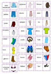 English Worksheet: clothes dominoes