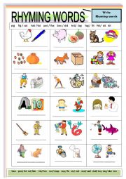 English Worksheet: Rhyming words