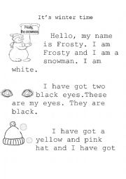 English Worksheet: Frosty, the snowman