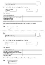 English Worksheet: Simple Past Seaking Activity