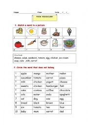 English Worksheet: food vocabulary