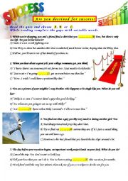 English Worksheet: Are you destined for success?-quiz and gapfilling exercise with key