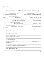 English Worksheet: Past Simple quiz for 5 grade