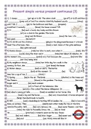 English Worksheet: Present simple versus present continuous (3)