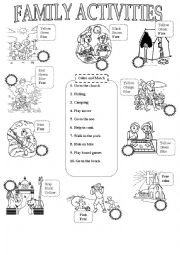 English Worksheet: family activities