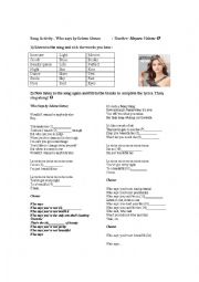 English Worksheet: Song Activity - Who says by Selena Gomez