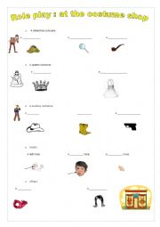 English Worksheet: At the costume shop