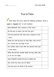 English Worksheet: Inside Mary Elizabeths House_Comprehension_Ture or False