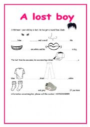 English Worksheet: 7th form revision: body and clothes
