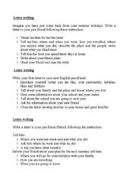 English Worksheet: Letter writing