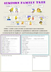 English Worksheet: the simpsons family tree 