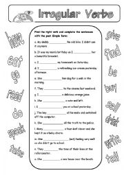 English Worksheet: Irregular Verbs Exercise