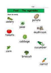 English Worksheet: Vegetables