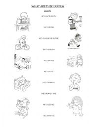 English Worksheet: What are they doing?