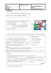 English Worksheet: 7th form Mid term test 1