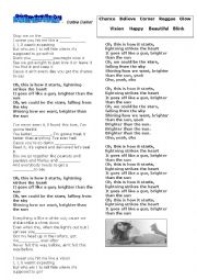 English Worksheet: brighter than the sun - colbie caillat