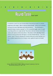 Round table activity- Eating Habits