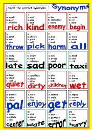 English Worksheet: SYNONYMS # 1