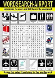 English Worksheet: Airport Wordsearch