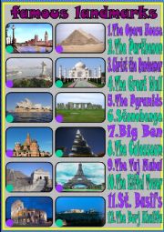 English Worksheet: famous landmarks