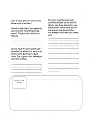 English Worksheet: poems about animals 2