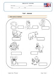 English Worksheet: Animals and Clothes