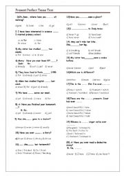 present perfect tense test