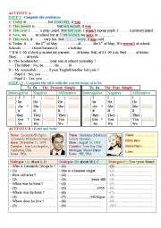 English Worksheet: Introducing the past simple : to be