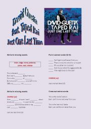 English Worksheet: David Guetta feat. Taped Rai 