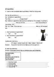 English Worksheet: First Conditional and Superstitions