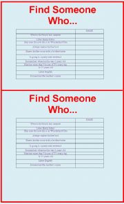 English Worksheet: Find someone who