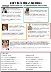 English Worksheet: What do celebrities like to do?